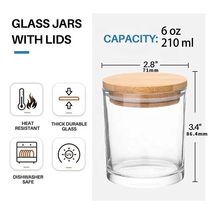 Clear Luxury Glass Jar with Wooden Bamboo Lid