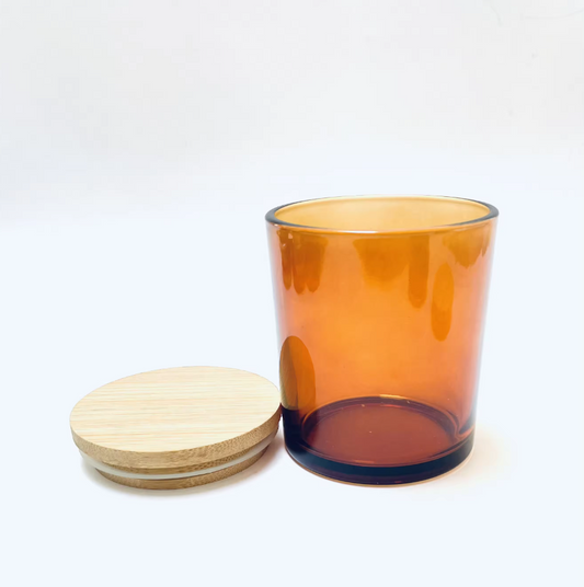 Amber Luxury Candle Jar wit Wooden Bamboo Lid