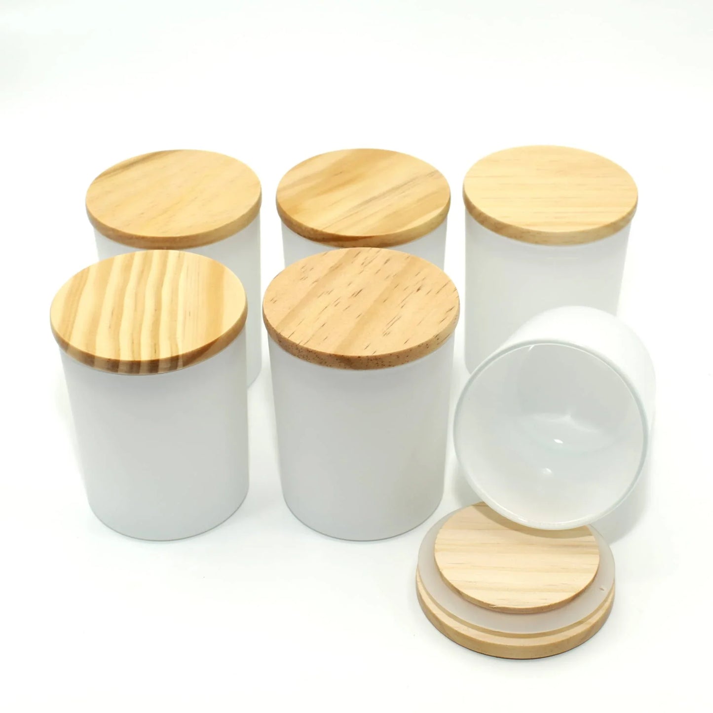 Black Luxury Glass Jar with Wooden Bamboo Lid